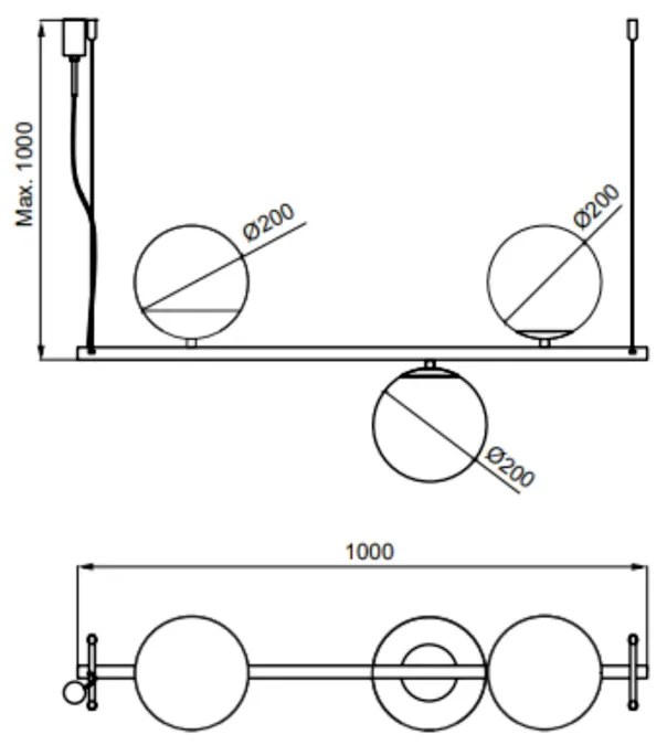 Pendente Organic Horizontal 13X10X100Cm Alumínio E Globo Ø12Cm 2Xg9 Po... (BT - Branco Texturizado)