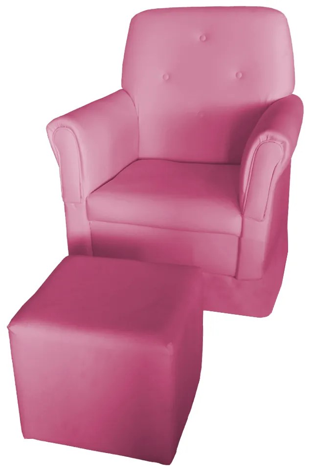 Poltrona Suzi Amamentação Balanço + Puff Suzi Courino Pink