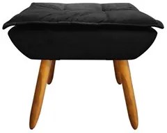 Kit 2 Poltronas Decorativas Pés Palito com Puff Opla Suede Preto - Ibi
