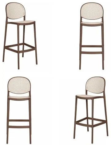 Kit 04 Banquetas Positano Alta Polipropileno Cinza - 73055 Sun House