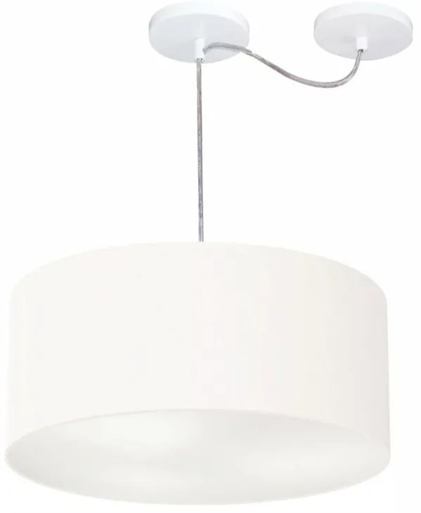 Lustre Pendente Cilíndrico Com Desvio de Centro Vivare Md-4147 Cúpula em Tecido 50x25cm - Bivolt