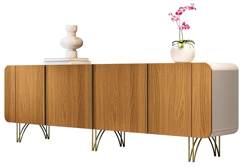 Balcão Aparador Buffet Anabelle Off White/Cinamomo H01 - D'Rossi