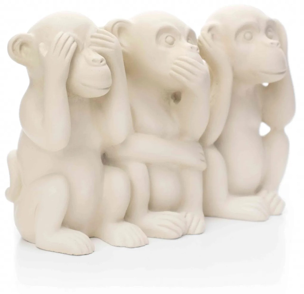 Escultura Decorativa Macacos Em Cimento Bege 11x17,5x7,5 Cm - D'Rossi