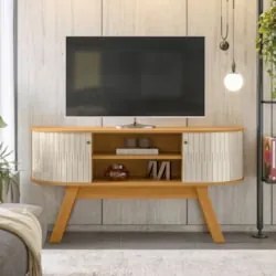 Rack Bancada de TV 55 Pol 136cm Alana Z10 Off/Cinamomo - Mpozenato
