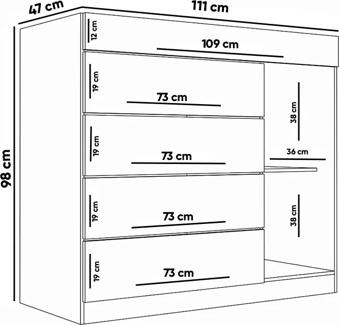 Cômoda Quarto Porta Jóias com Tampo Vidro 111cm Stefanie A09 - D'Rossi - Atacama