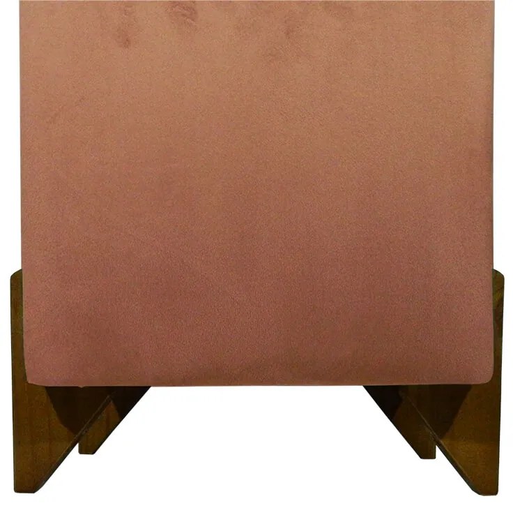 Puff Quadrado Evo Peach em Veludo com Pés Escandinavo - Rosa