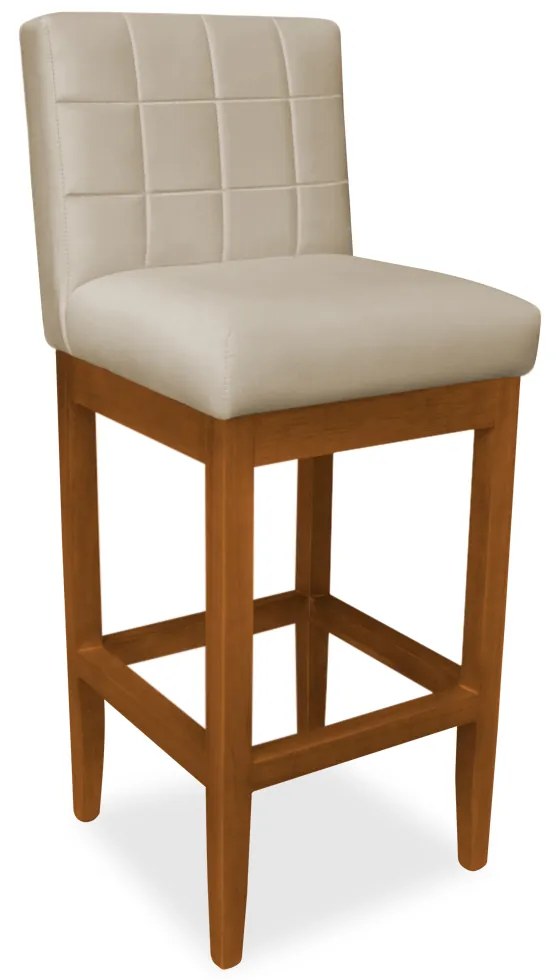 Banqueta Alta Sueli Base Madeira Maciça Estofada Suede Nude