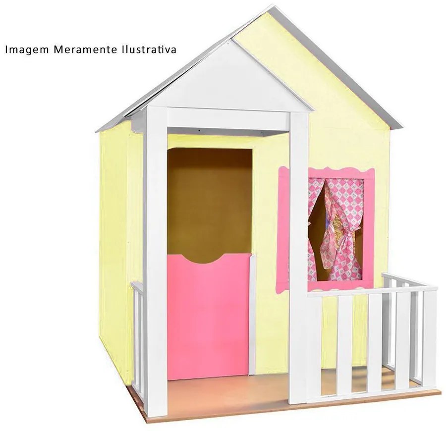 Casinha de Brinquedo com Cercado Amarelo/Rosa L12 - Gran Belo