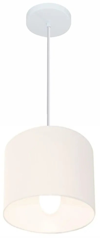 Lustre Pendente Cilíndrico Md-4046 Cúpula em Tecido 18x18cm Branco - Bivolt