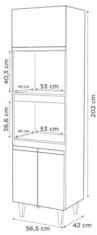 Paneleiro Cozinha Torre Quente 56cm Colorado Preto/Cinza - Lumil Móvei