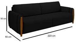 Conjunto Sofá 3 Lugares 223cm e Poltrona 98cm Amaranto M22 Veludo Pret