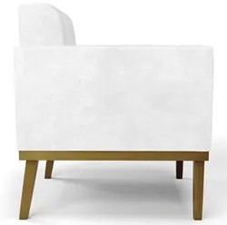 Poltrona Decorativa Base Madeira Castanho Ana Sintético PU Branco - Ib