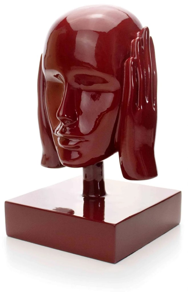 Escultura Decorativa Máscara Surdo Em Cerâmica Vermelho Ocre 25x15 Cm - D'Rossi