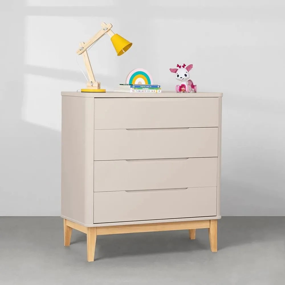 Cômoda Boom 4 Gavetas com Pés Square Natural - Areia