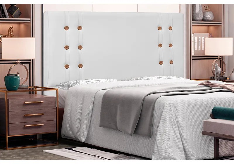 Cabeceira Cama Box Casal Queen 160cm Gênova Corano Branco - Sheep Estofados - Branco