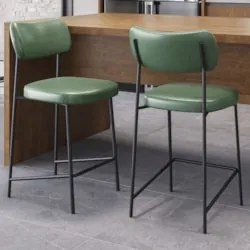 Banqueta Cozinha Média Milli Sintético Verde A14            - Mpozenat
