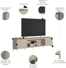Rack Bancada Para TV 85 Pol 239cm Martan Tauari/Off Flex L06 - Mpozena