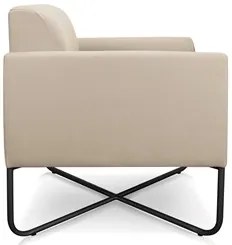 Poltrona Decorativa Base Industrial X Preta Maressa S03 Suede Bege - I
