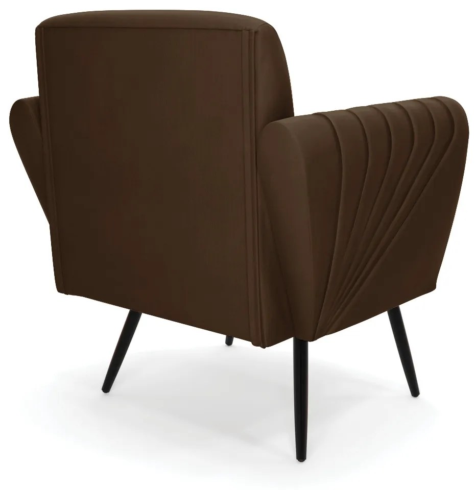 Kit 2 Poltronas Pés Palito de Ferro Bruna Suede D01 - D'Rossi - Marrom