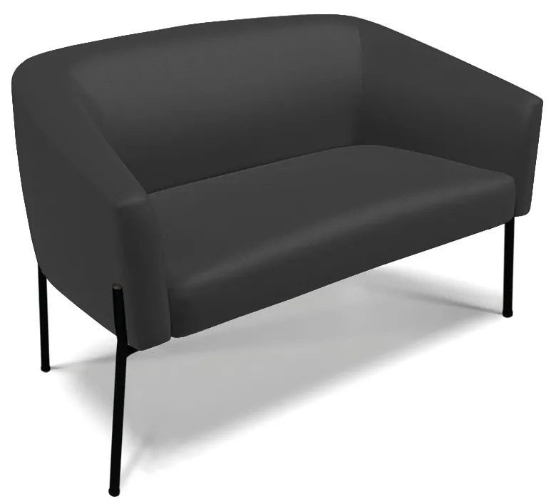 Namoradeira e 2 Poltronas Pé de Ferro Preto Stella Sintético D03 - D'Rossi - Preto