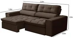 Sofá Retrátil Reclinável 3 Lugares 220cm Blanches F05 Veludo Marrom -