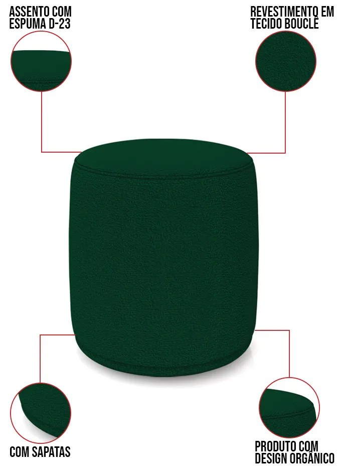 Puff Redondo Orgânico para Sala kit 2 Malu Bouclê M11 - D'Rossi - Verde