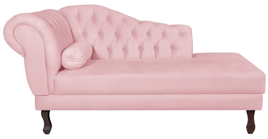 Recamier Diana 140cm Lado Direito Suede Rosa Bebê - ADJ Decor