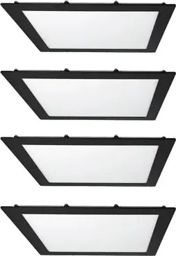 Kit 4 Plafons LED Embutir Quadrado 24W Preto 30Cm