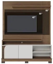 Estante Painel para TV 65 Pol Madrid C05 Amêndoa/Off White Matte - Mpo