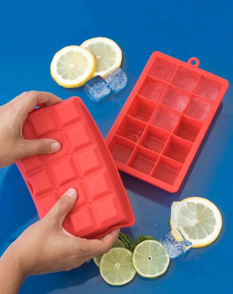 Forma de Gelo Pequeno Retangular - Vermelho