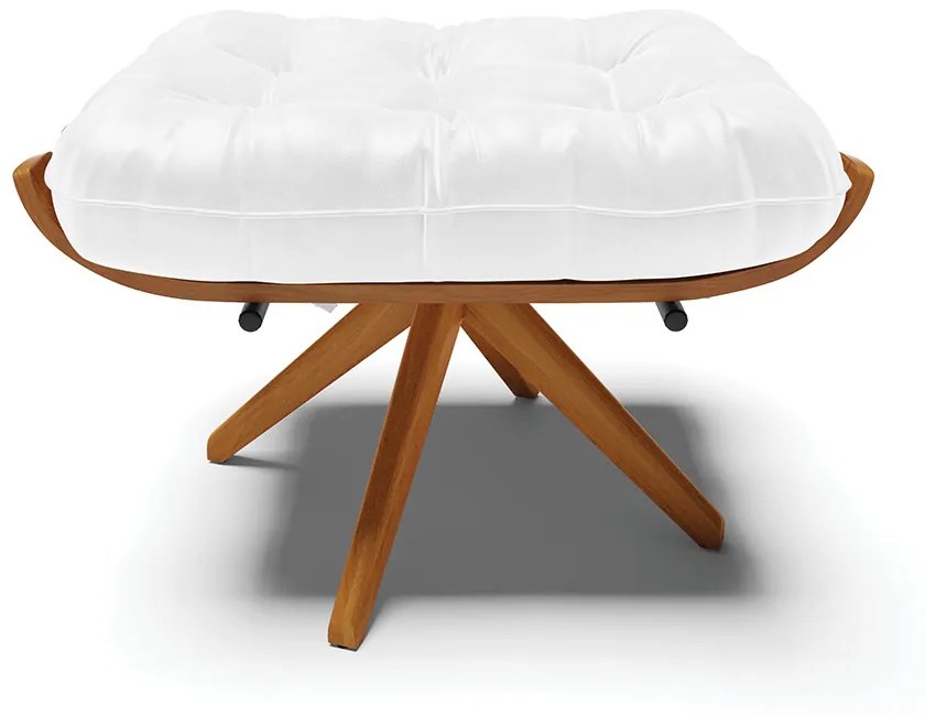 Puff Giratório Costela Sintético PU Branco Base de Madeira MA30 M11 - D'Rossi