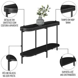 Aparador Para Sala Industrial Com Prateleira Ville L06 Preto - Mpozena