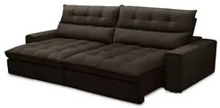 Sofá Retrátil Reclinável 3 Lugares 250cm Damy F05 Veludo Marrom Escuro