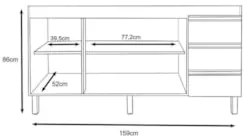 Balcão Gabinete Para Pia 160cm Sem Tampo 3 Portas Karen Z49 Nature/Off