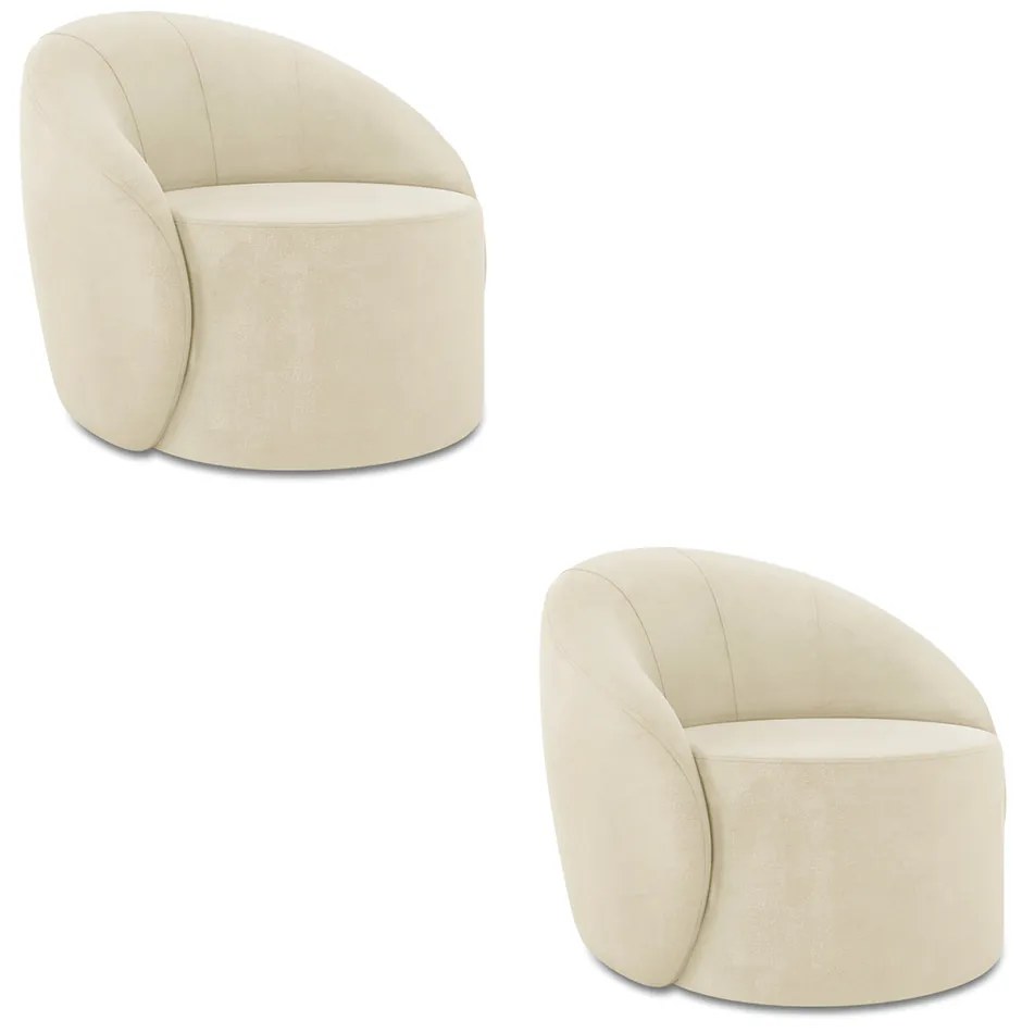 Poltrona Decorativa Orgânica Kit 2 Lua Suede D03 - D'Rossi - Bege