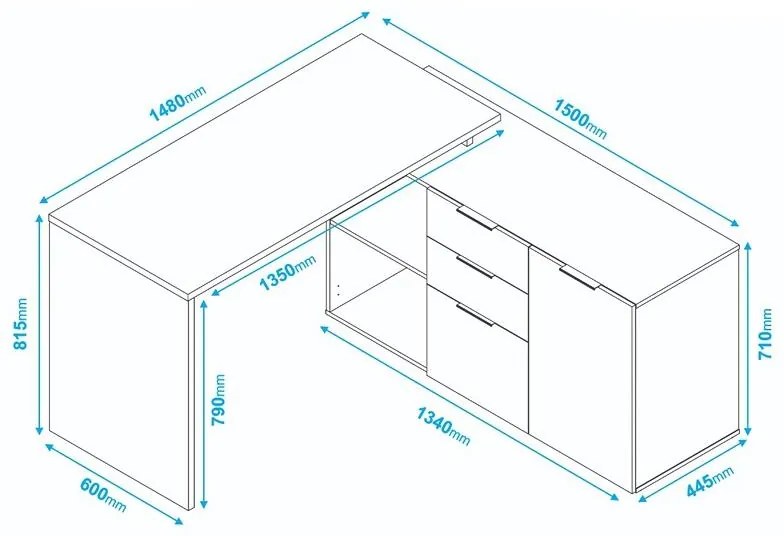 Mesa L Diretor Escritório Home Office 150x150 Marrom Preto