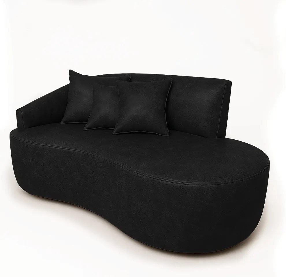 Sofá 2 Lugares Orgânico 140 cm Morgan Sintético PU D03 - D'Rossi  - Preto