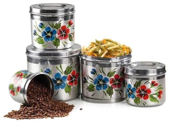 Kit Potes Mantimentos Floral 5 Peças