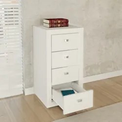 Gaveteiro Escritório 38,5cm 4 Gavetas Branco  - Tecno Mobili