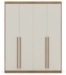 Guarda Roupa Solteiro 4 Portas 183cm Dubai Nature/Fendi - Vila Ri