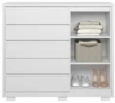 Cômoda Sapateira 1 Porta 5 Gavetas 125cm Duetto Branco - Albatroz