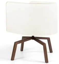 Poltrona Decorativa Giratória Base Ka Madeira Betina C-26 Corano Bege