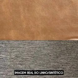 Poltrona para Sala Giratória Redonda Saphire Z32 Linho Cinza/Caramelo