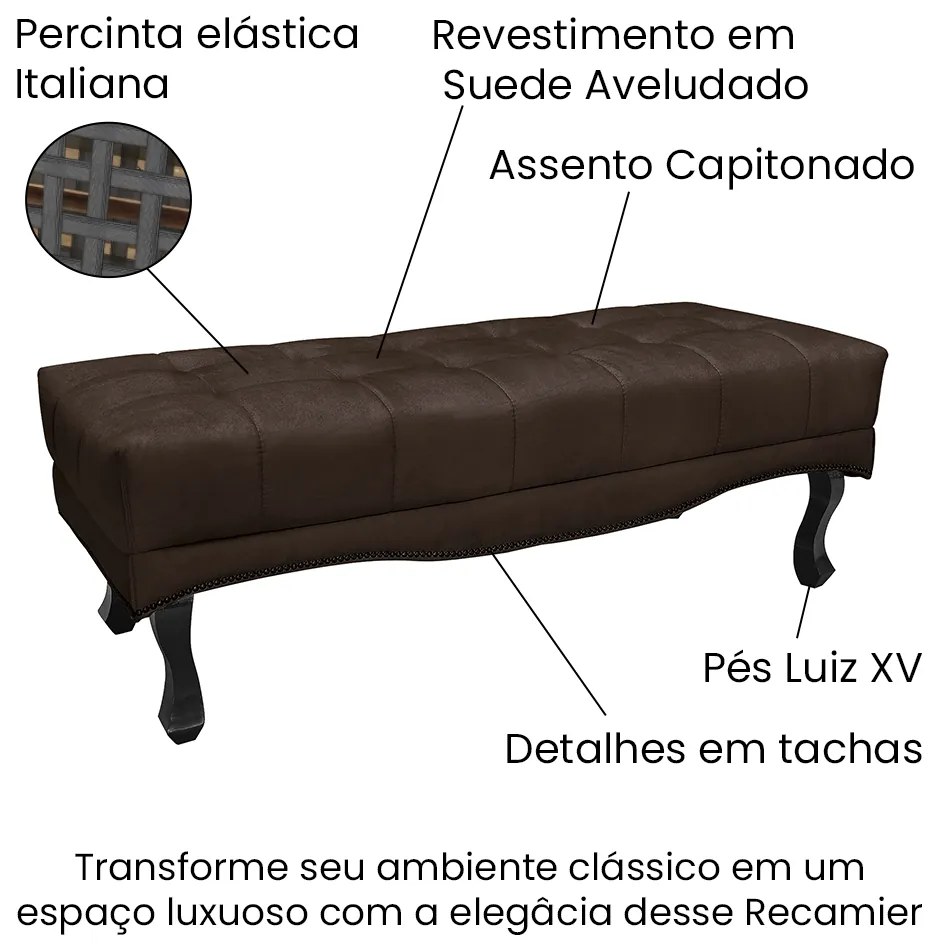 Cabeceira Cama Box King 195cm e Recamier Vicenza Suede S04 - D'Rossi - Café