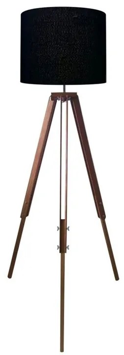 Luminária de Chão Tripé Base Madeira Vivare Md-2018 Cúpula em Tecido 40x30cm - Bivolt