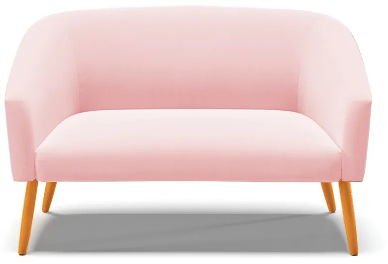 Namoradeira 02 Lugares Stella Suede Rosa Bebê Pés Palito Castanho - D'Rossi