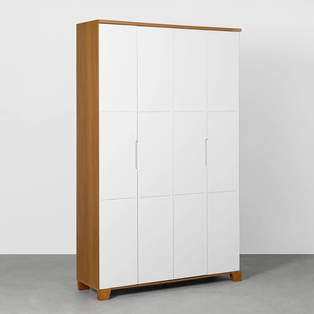 Guarda-Roupa Luna 4 Portas - Branco e Savana