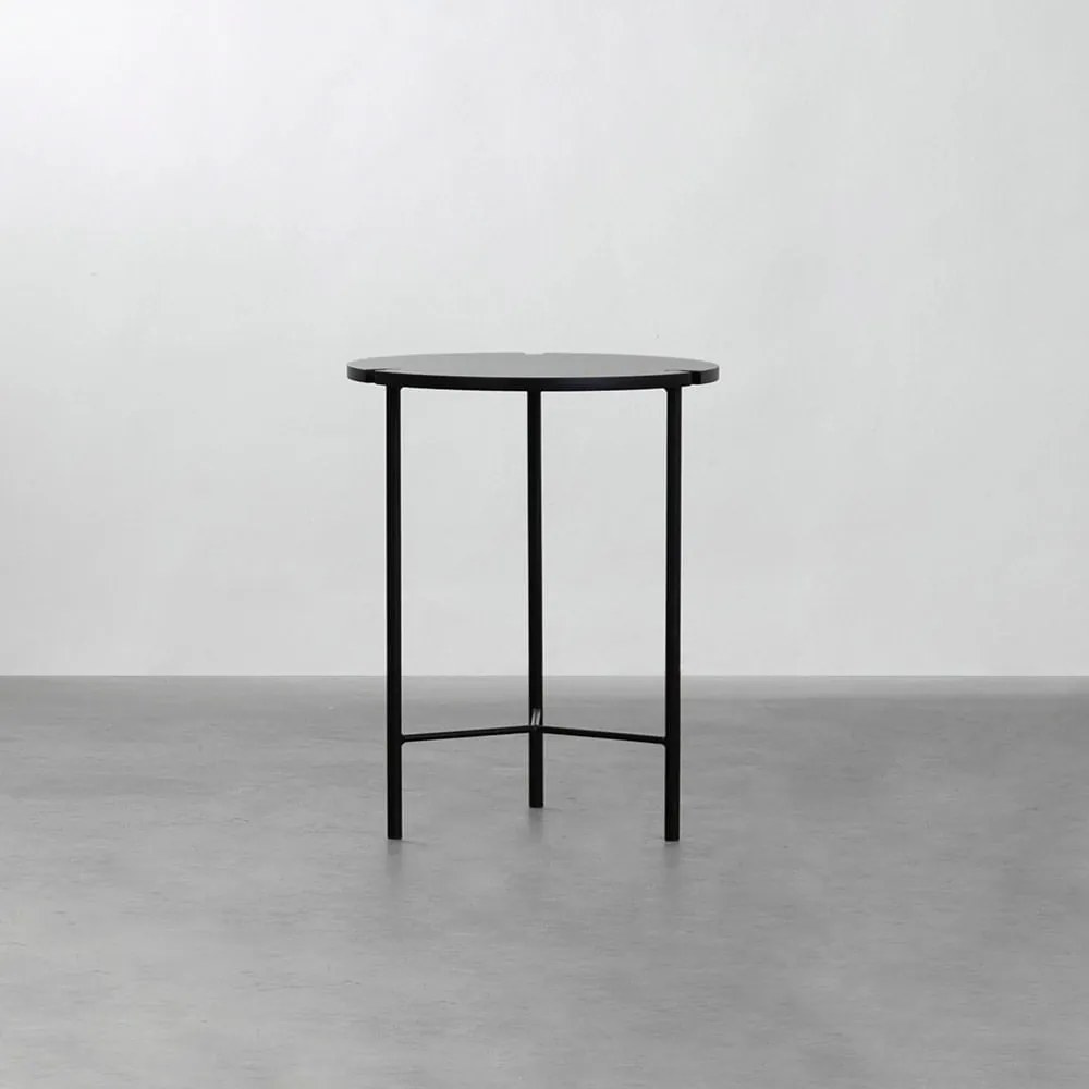 Mesa Lateral Trip Redonda Preto - Mesa Lateral Trip Redonda 40cmx50cm - Preto