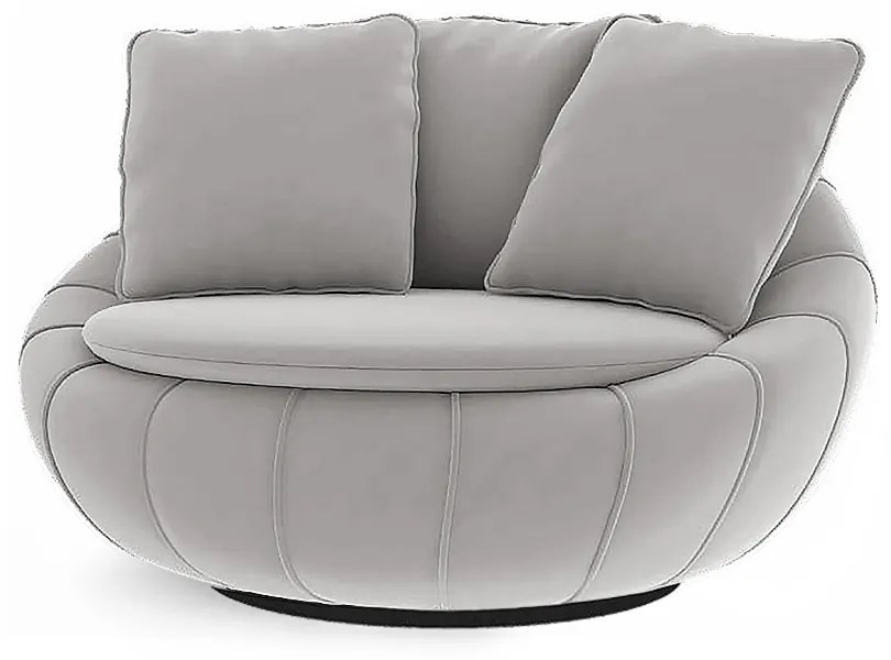 Poltrona Decorativa Redonda Giratória Glória Veludo Cinza - Sheep Estofados - Cinza claro