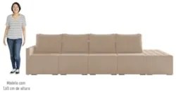 Sofá Ilha Modular com Puff para Sala Living 432cm Georgia Z08 Veludo B